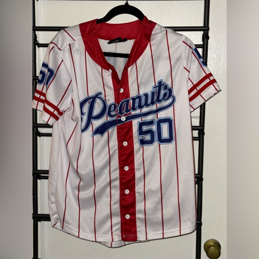 Peanuts Red and White Striped Small Size Baseball Shirt